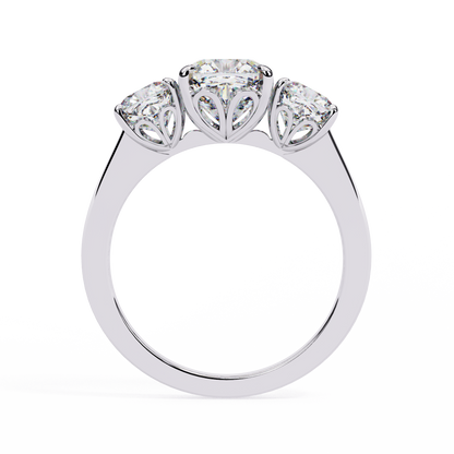 Three Stone 2 Carat Cushion Cut Diamond Engagement Ring for Women – Elegant Bridal Jewelry