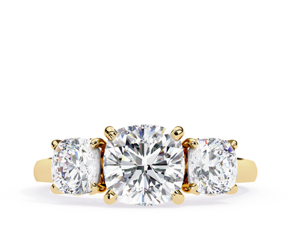 Three Stone 2 Carat Cushion Cut Diamond Engagement Ring for Women – Elegant Bridal Jewelry