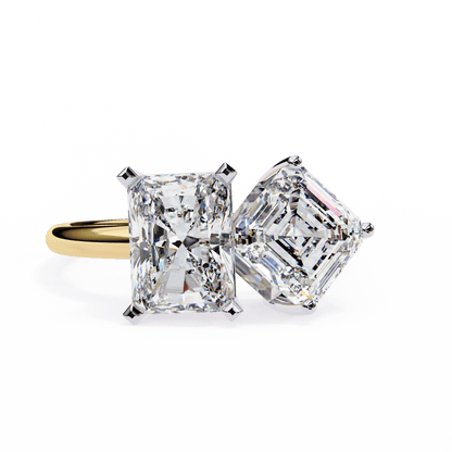 Toi et Moi 2.00 Carat Radiant & Asscher Cut Diamond Engagement Ring – Two Stone Bridal Jewelry