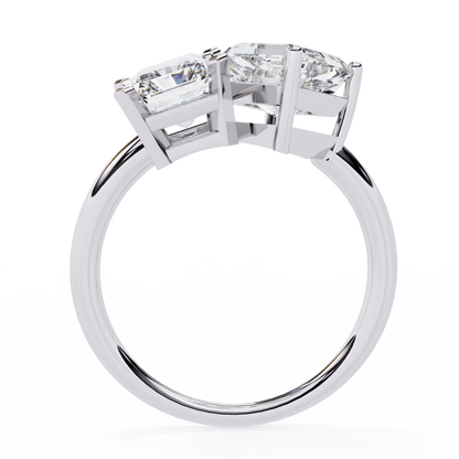Toi et Moi 2.00 Carat Radiant & Asscher Cut Diamond Engagement Ring – Two Stone Bridal Jewelry
