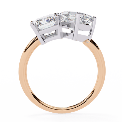 Toi et Moi 2.00 Carat Radiant & Asscher Cut Diamond Engagement Ring – Two Stone Bridal Jewelry