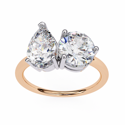Toi et Moi 2.00 Carat Pear & Round Cut Diamond Engagement Ring – Two Stone Bridal Jewelry