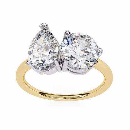 Toi et Moi 2.00 Carat Pear & Round Cut Diamond Engagement Ring – Two Stone Bridal Jewelry