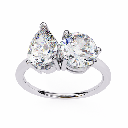 Toi et Moi 2.00 Carat Pear & Round Cut Diamond Engagement Ring – Two Stone Bridal Jewelry