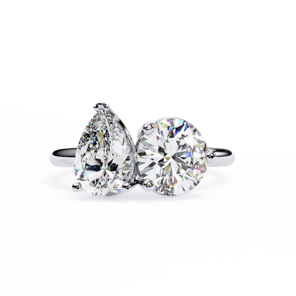 Toi et Moi 2.00 Carat Pear & Round Cut Diamond Engagement Ring – Two Stone Bridal Jewelry