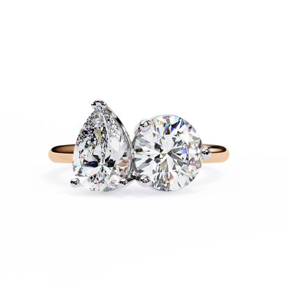 Toi et Moi 2.00 Carat Pear & Round Cut Diamond Engagement Ring – Two Stone Bridal Jewelry