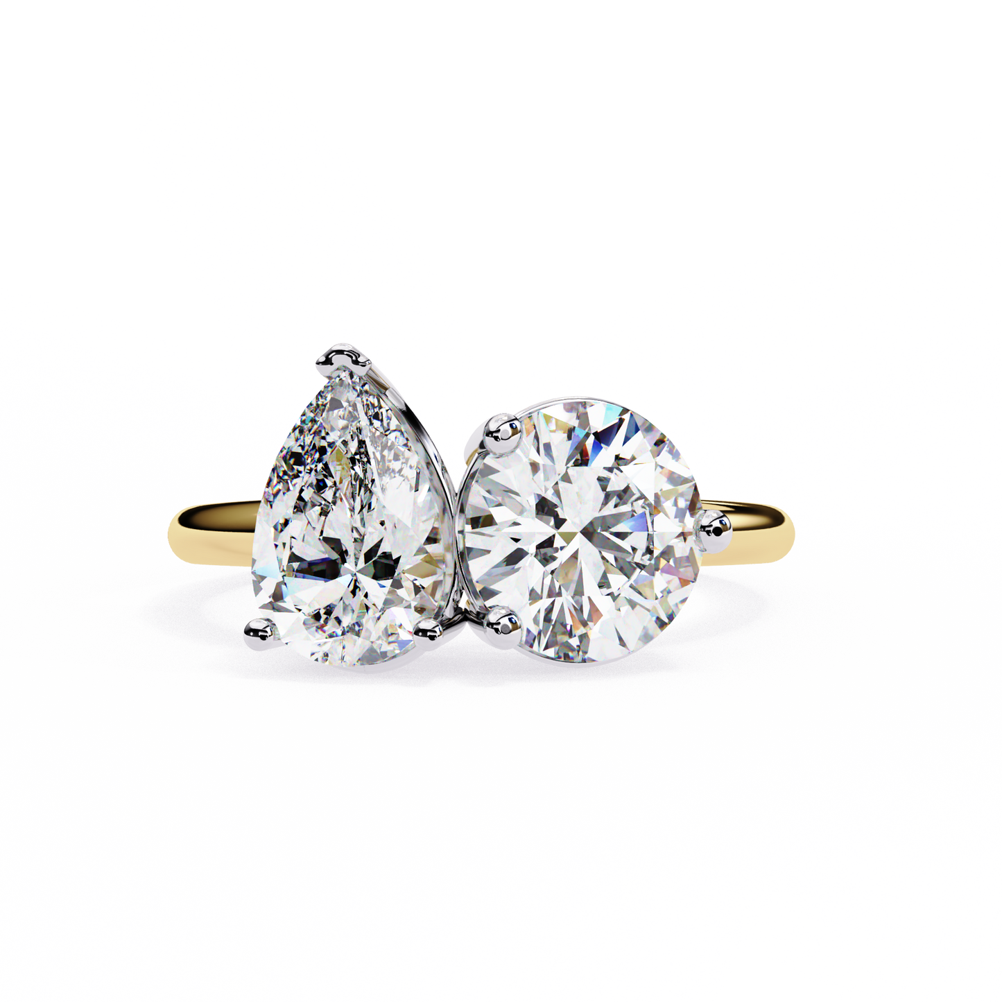 toi et moi 2.00 carat pear & round cut diamond engagement ring – two stone bridal jewelry