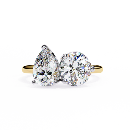 Toi et Moi 2.00 Carat Pear & Round Cut Diamond Engagement Ring – Two Stone Bridal Jewelry