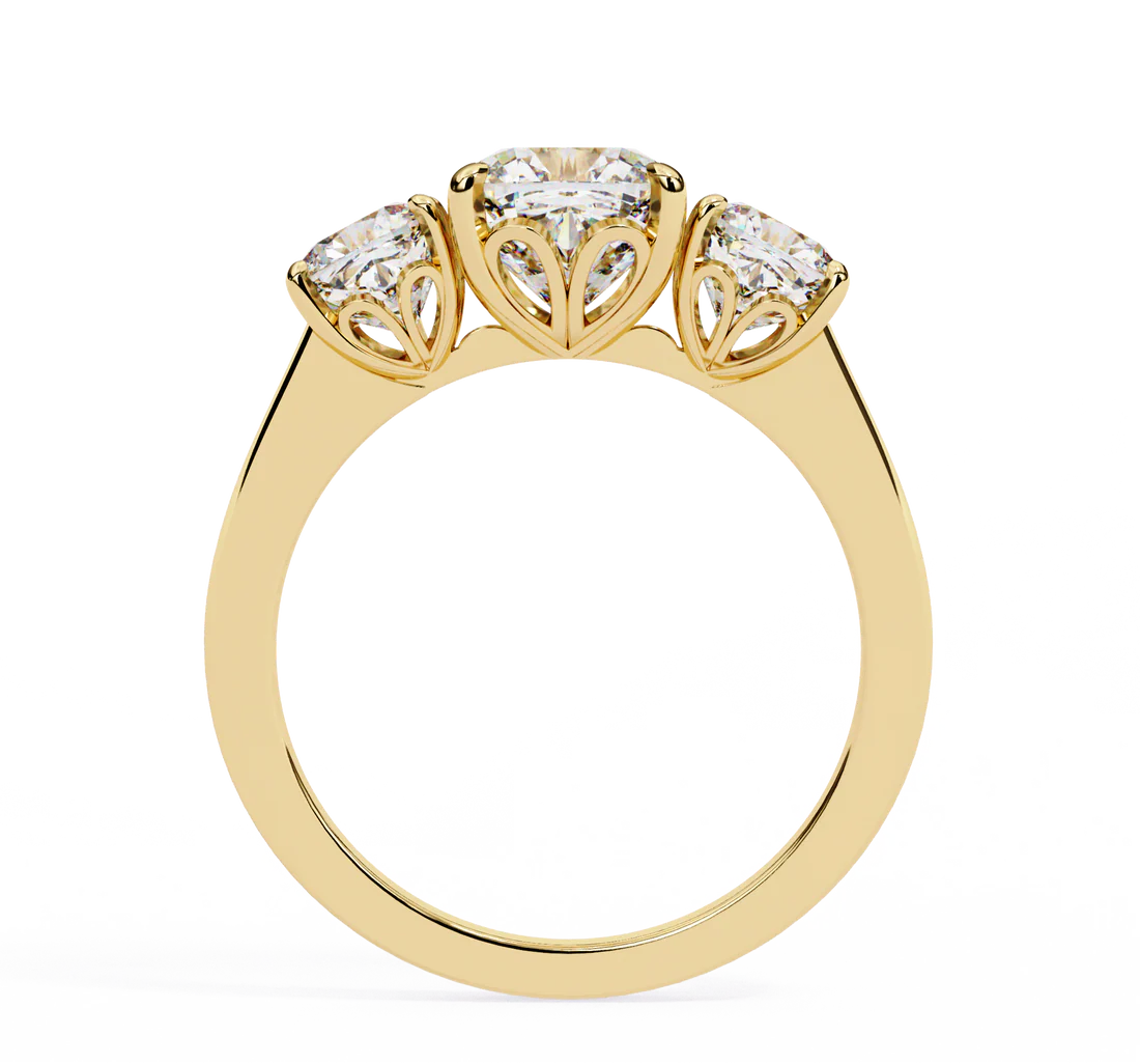 three stone 2 carat cushion cut diamond engagement ring for women – elegant bridal jewelry