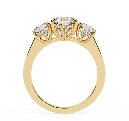 Three Stone 2 Carat Cushion Cut Diamond Engagement Ring for Women – Elegant Bridal Jewelry