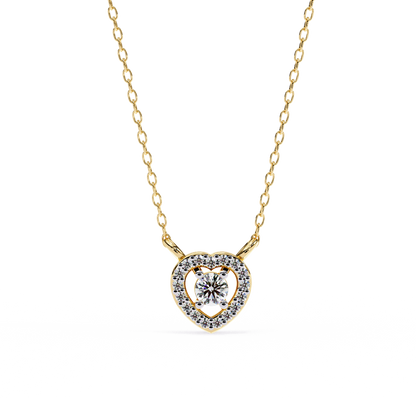 Round Brilliant Cut Diamond Halo Pendant with Heart Frame - Modern Fine Jewelry