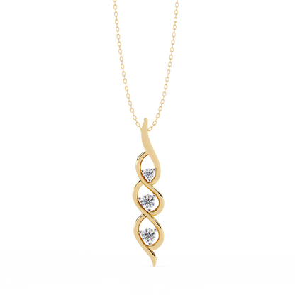 LGD Pendant Round Stone (0.20ct ) In 14K Gold Without Chain