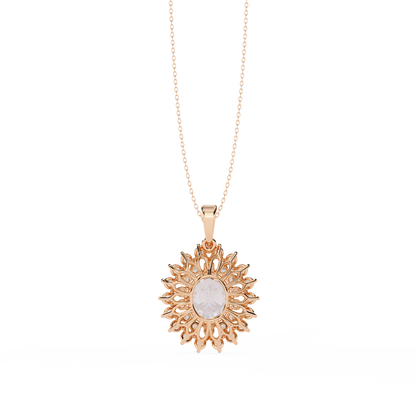 LGD Pendant Oval Stone (3.41ct ) In 14K Gold Without Chain