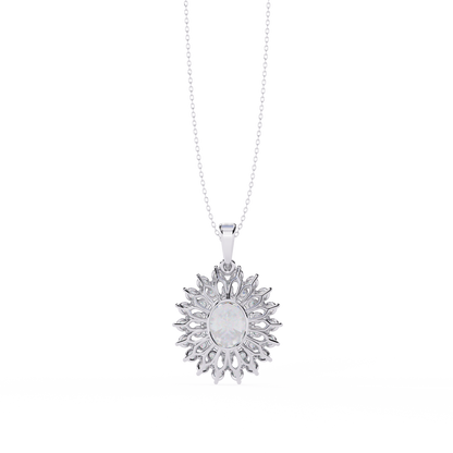 LGD Pendant Oval Stone (3.41ct ) In 14K Gold Without Chain