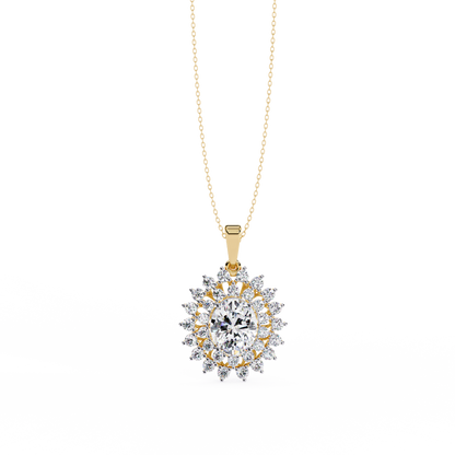 LGD Pendant Oval Stone (3.41ct ) In 14K Gold Without Chain