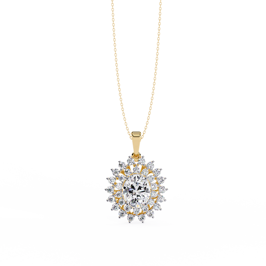 LGD Pendant Oval Stone (3.41ct ) In 14K Gold Without Chain