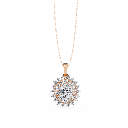 LGD Pendant Oval Stone (3.41ct ) In 14K Gold Without Chain