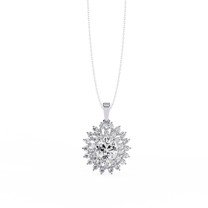 LGD Pendant Oval Stone (3.41ct ) In 14K Gold Without Chain