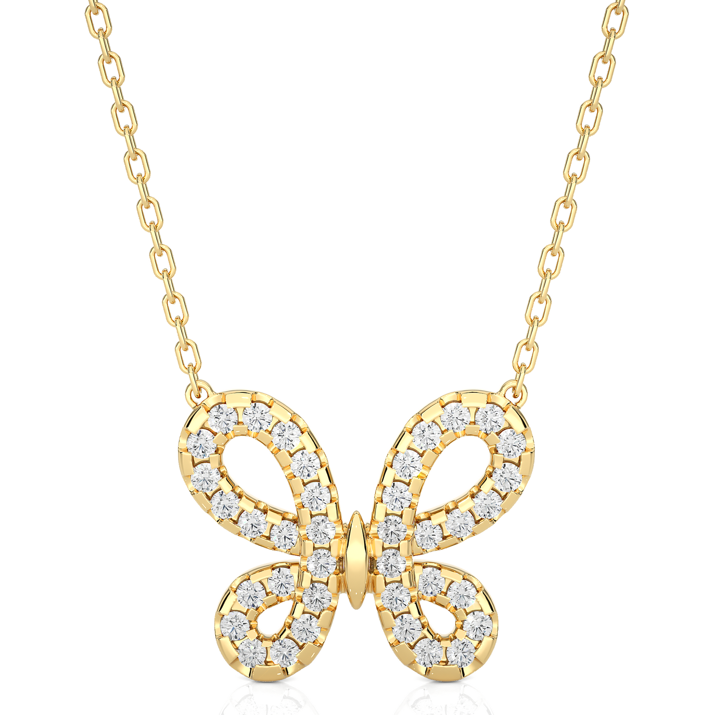 round cut butterfly pavé diamond pendant necklace – dainty jewelry for women