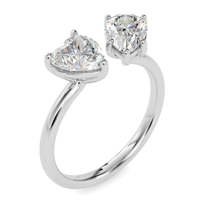 Toi et Moi 2 Carat Heart & Pear Cut Diamond Engagement Ring for Women – Two Stone Bridal Jewelry