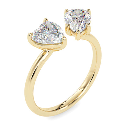 Toi et Moi 2 Carat Heart & Pear Cut Diamond Engagement Ring for Women – Two Stone Bridal Jewelry