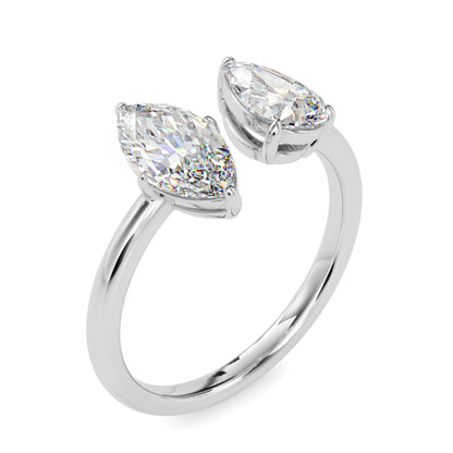 Toi et Moi 2 Carat Marquise & Pear Cut Diamond Engagement Ring for Women – Two Stone Bridal Jewelry