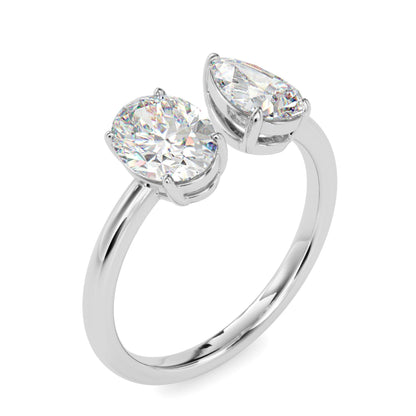 Toi et Moi 2 Carat Oval & Pear Cut Diamond Engagement Ring for Women – Two Stone Bridal Jewelry