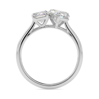 Toi et Moi 2 Carat Emerald & Heart Cut Diamond Engagement Ring for Women – Two Stone Bridal Jewelry