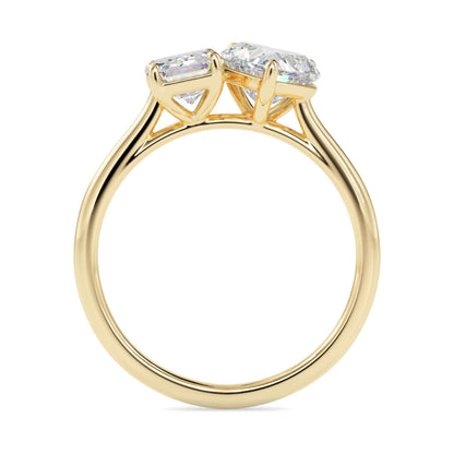 Toi et Moi 2 Carat Emerald & Heart Cut Diamond Engagement Ring for Women – Two Stone Bridal Jewelry