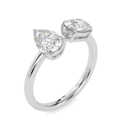 Toi et Moi 2 Carat Oval & Pear Cut Diamond Engagement Ring for Women – Two Stone Bridal Jewelry