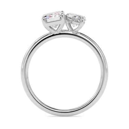 Toi et Moi 2 Carat Emerald & Marquise Cut Diamond Engagement Ring for Women – Two Stone Bridal Jewelry