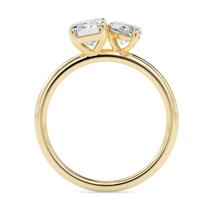 Toi et Moi 2 Carat Emerald & Marquise Cut Diamond Engagement Ring for Women – Two Stone Bridal Jewelry