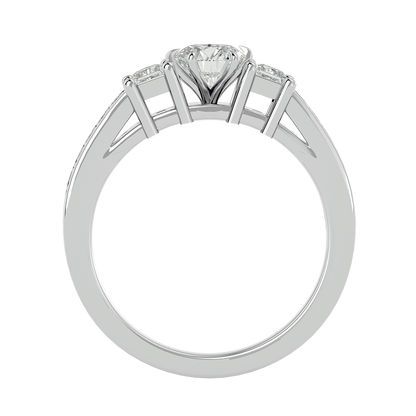 Three Stone 2.20 Carat Round & Princess Cut Diamond Engagement Ring for Women – Elegant Bridal Jewelry