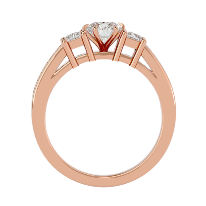 Three Stone 2.20 Carat Round & Princess Cut Diamond Engagement Ring for Women – Elegant Bridal Jewelry