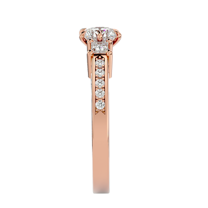 Three Stone 2.20 Carat Round & Princess Cut Diamond Engagement Ring for Women – Elegant Bridal Jewelry