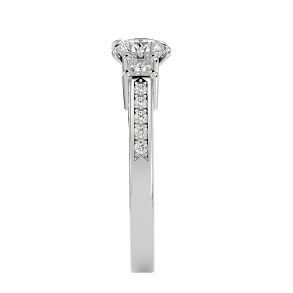 Three Stone 2.20 Carat Round & Princess Cut Diamond Engagement Ring for Women – Elegant Bridal Jewelry