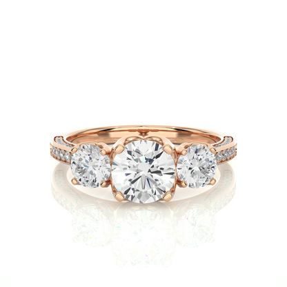 Three Stone 2.52 Carat Round Cut Diamond Engagement Ring for Women – Luxury Bridal Jewelry