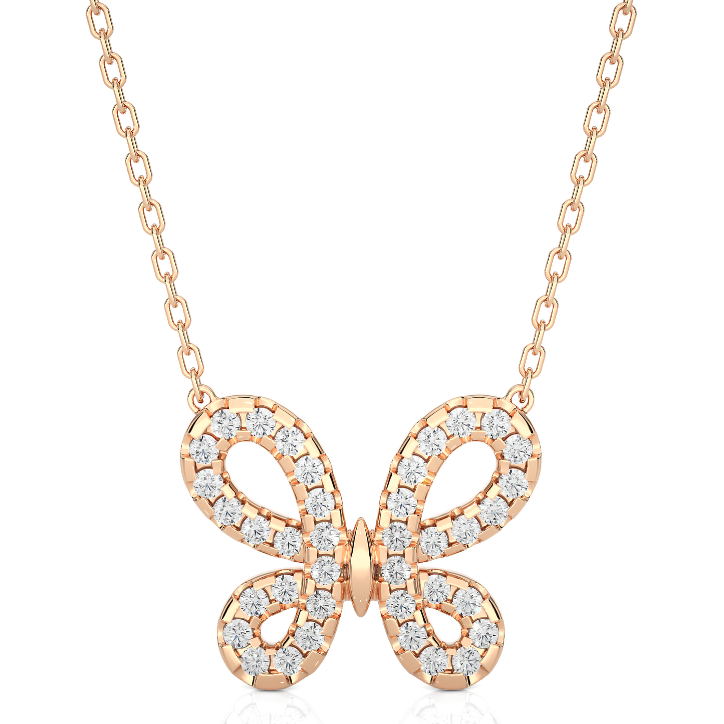 round cut butterfly pavé diamond pendant necklace – dainty jewelry for women