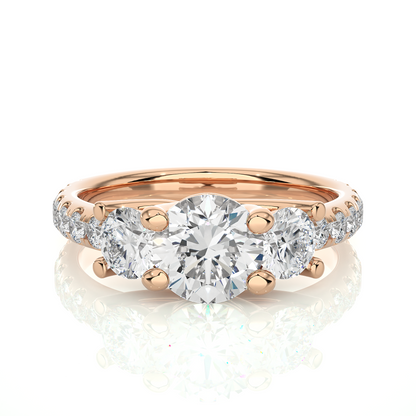 Three Stone 2.14 Carat Round Cut Diamond Engagement Ring for Women – Luxury Bridal Jewelry