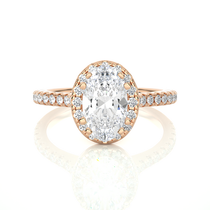 1.36 Carat Oval Cut Halo Diamond Engagement Ring for Women – Elegant Bridal Jewelry