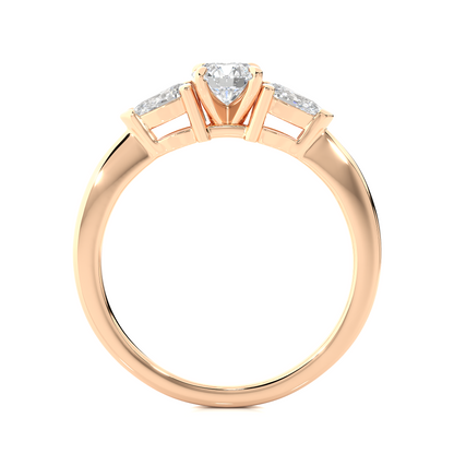 Three Stone 2 Carat Round & Pear Cut Diamond Engagement Ring for Women – Elegant Bridal Jewelry