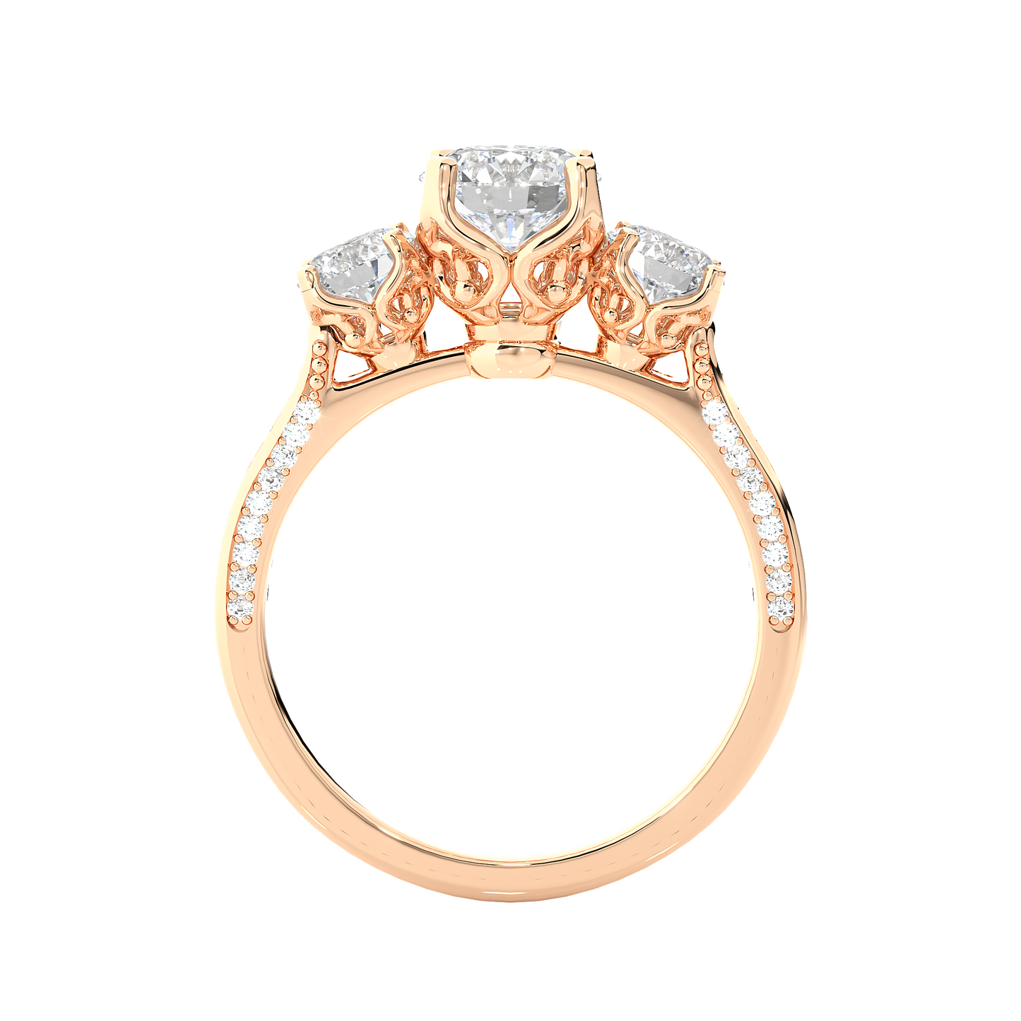 three stone 2.52 carat round cut diamond engagement ring for women – luxury bridal jewelry