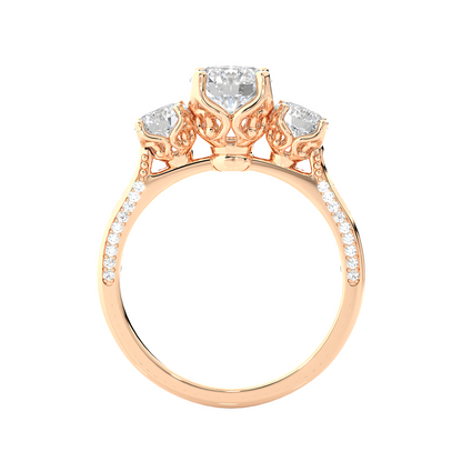 Three Stone 2.52 Carat Round Cut Diamond Engagement Ring for Women – Luxury Bridal Jewelry