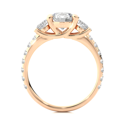 Three Stone 2.14 Carat Round Cut Diamond Engagement Ring for Women – Luxury Bridal Jewelry