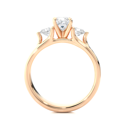 Trinity Princess & Round Cut Diamond Three-Stone Engagement Ring for Women – Elegant Bridal Jewelry
