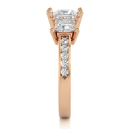 Three Stone 2.20 Carat Princess Cut Diamond Engagement Ring for Women – Elegant Bridal Jewelry