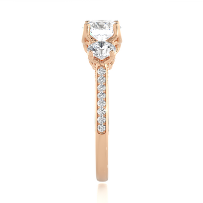 Three Stone 2.52 Carat Round Cut Diamond Engagement Ring for Women – Luxury Bridal Jewelry
