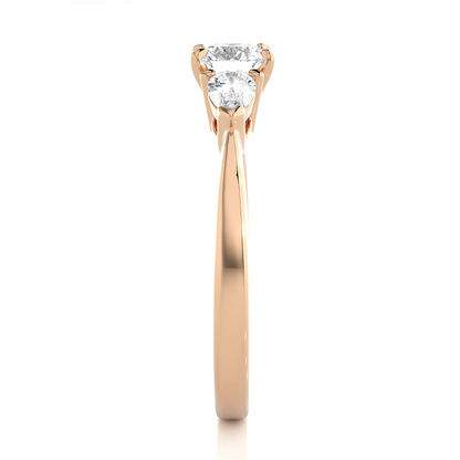 Three Stone 2 Carat Round & Pear Cut Diamond Engagement Ring for Women – Elegant Bridal Jewelry