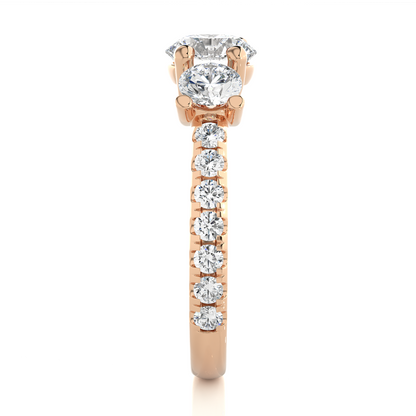 Three Stone 2.14 Carat Round Cut Diamond Engagement Ring for Women – Luxury Bridal Jewelry