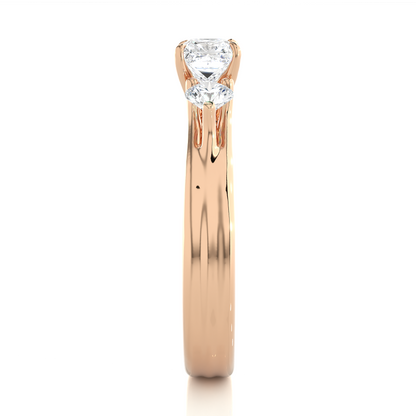 Trinity Princess & Round Cut Diamond Three-Stone Engagement Ring for Women – Elegant Bridal Jewelry